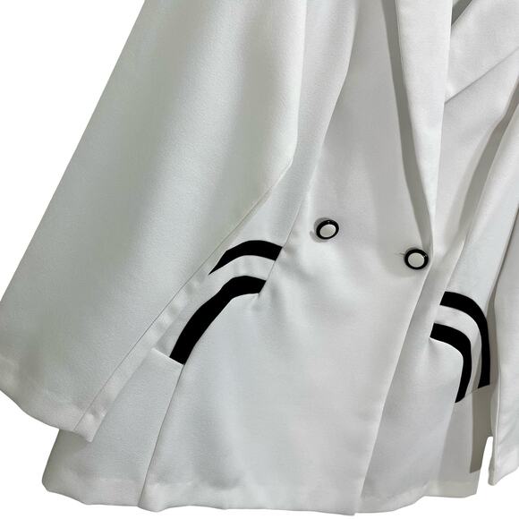 Vintage 90s Habits White Black Geometric Retro Blazer - Size 16W - Picture 3 of 8